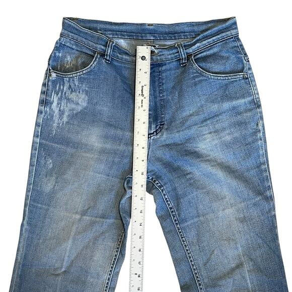 Lee Women’s Sz 27 Vintage 70s Bell Bottom Jeans Cotton USA Made Faded Thrashed - Picture 14 of 16